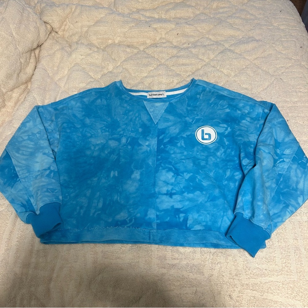 Blue tie dye burn boot camp crewneck pullover size small